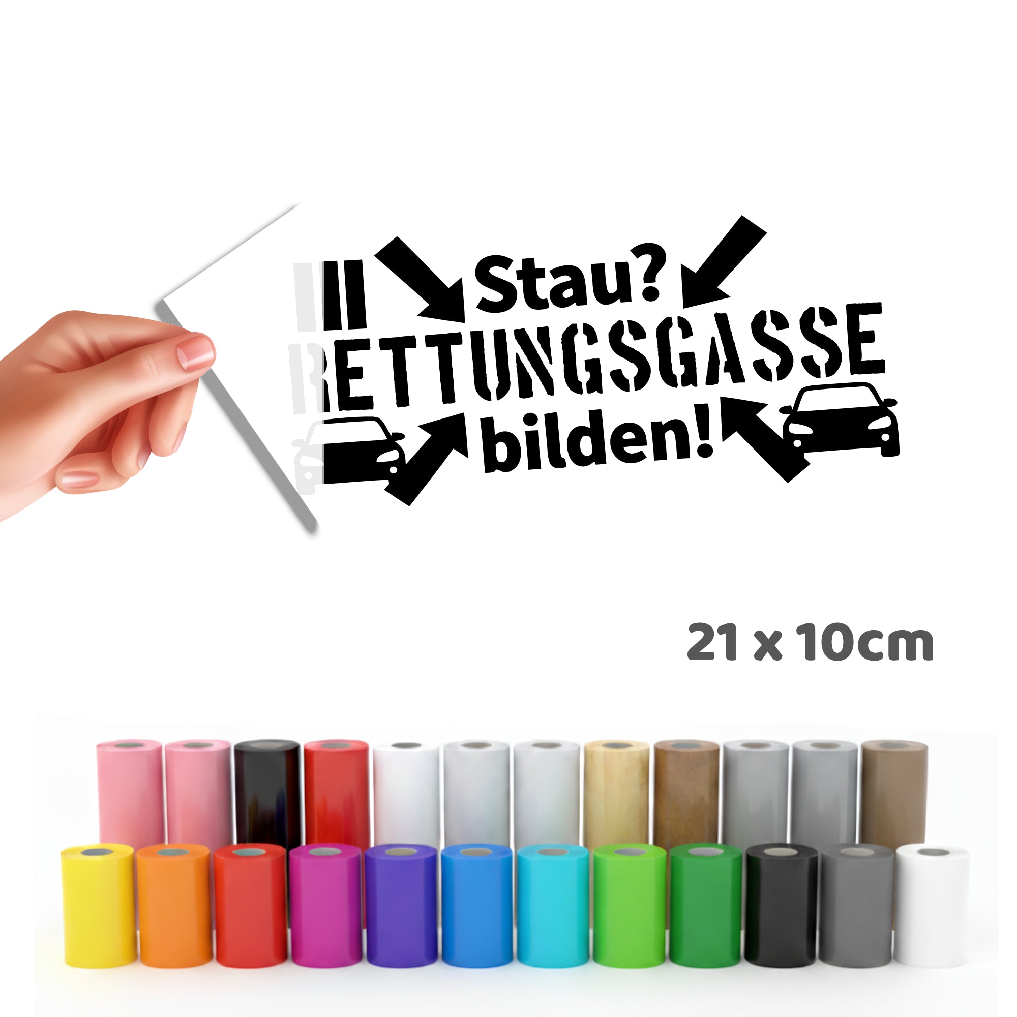 Stau Rettungsgasse bilden Aufkleber 21 x 10cm | Fahrzeug Aufkleber Heckaufkleber - DaliDesign