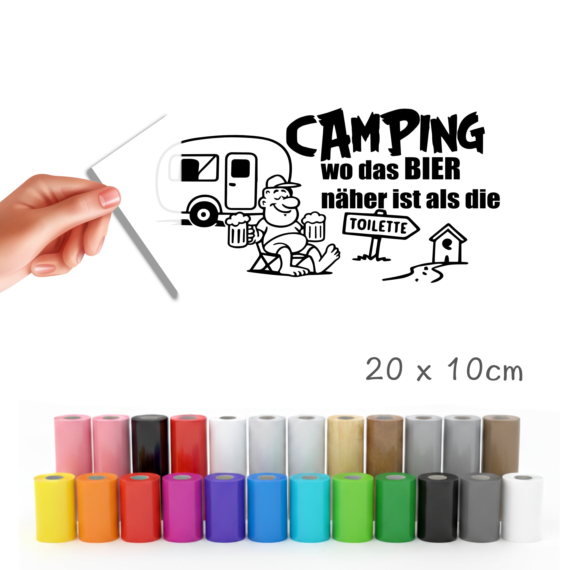 Camping wo das Bier näher ist als die Toilette Aufkleber | Fahrzeug Aufkleber Camping 21 x 10cm - DaliDesign