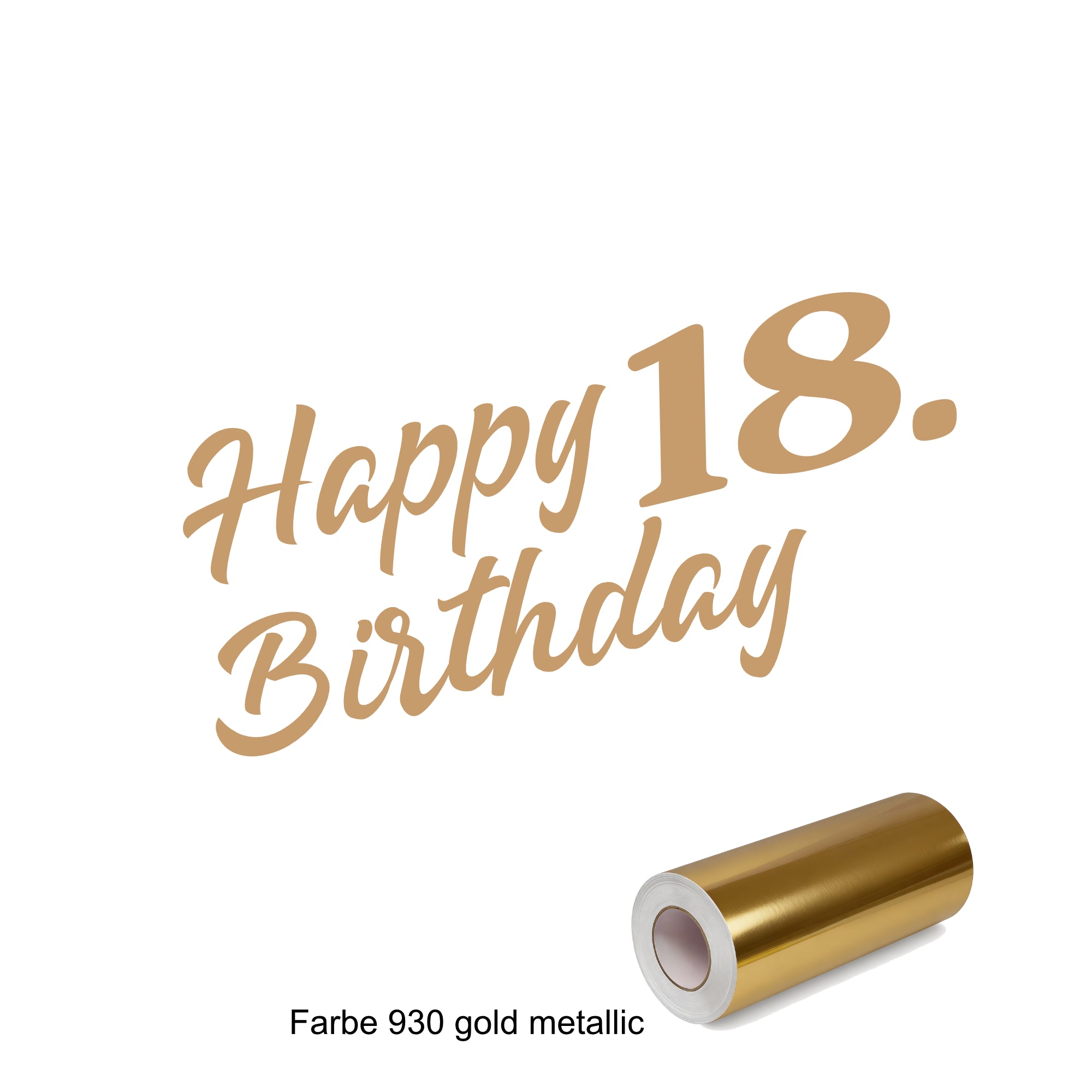 Happy Birthday Aufkleber – 18. bis 90. Geburtstag | 50 x 30cm in gold Folie freistehend - DaliDesign