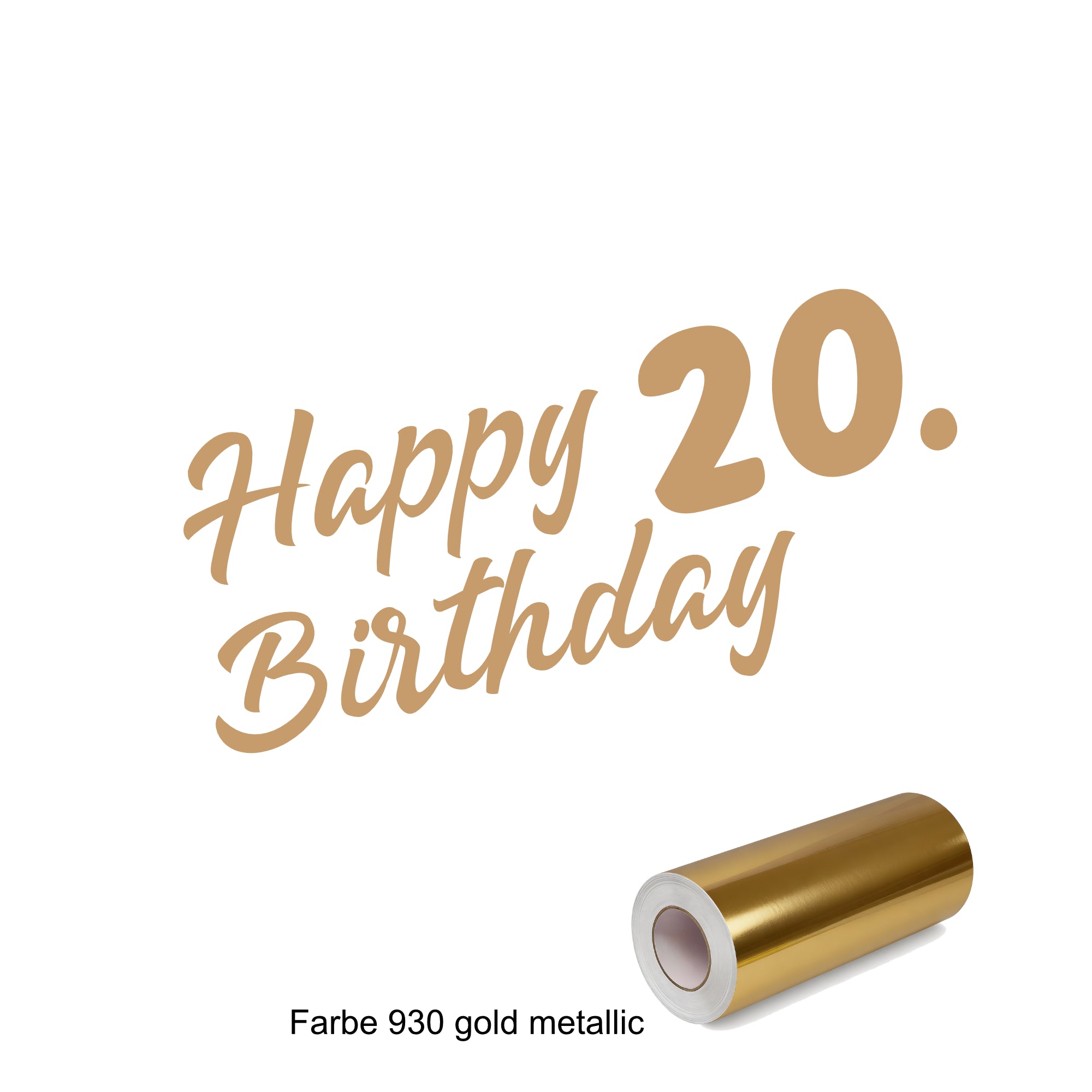 Happy Birthday Aufkleber – 18. bis 90. Geburtstag | 50 x 30cm in gold Folie freistehend - DaliDesign