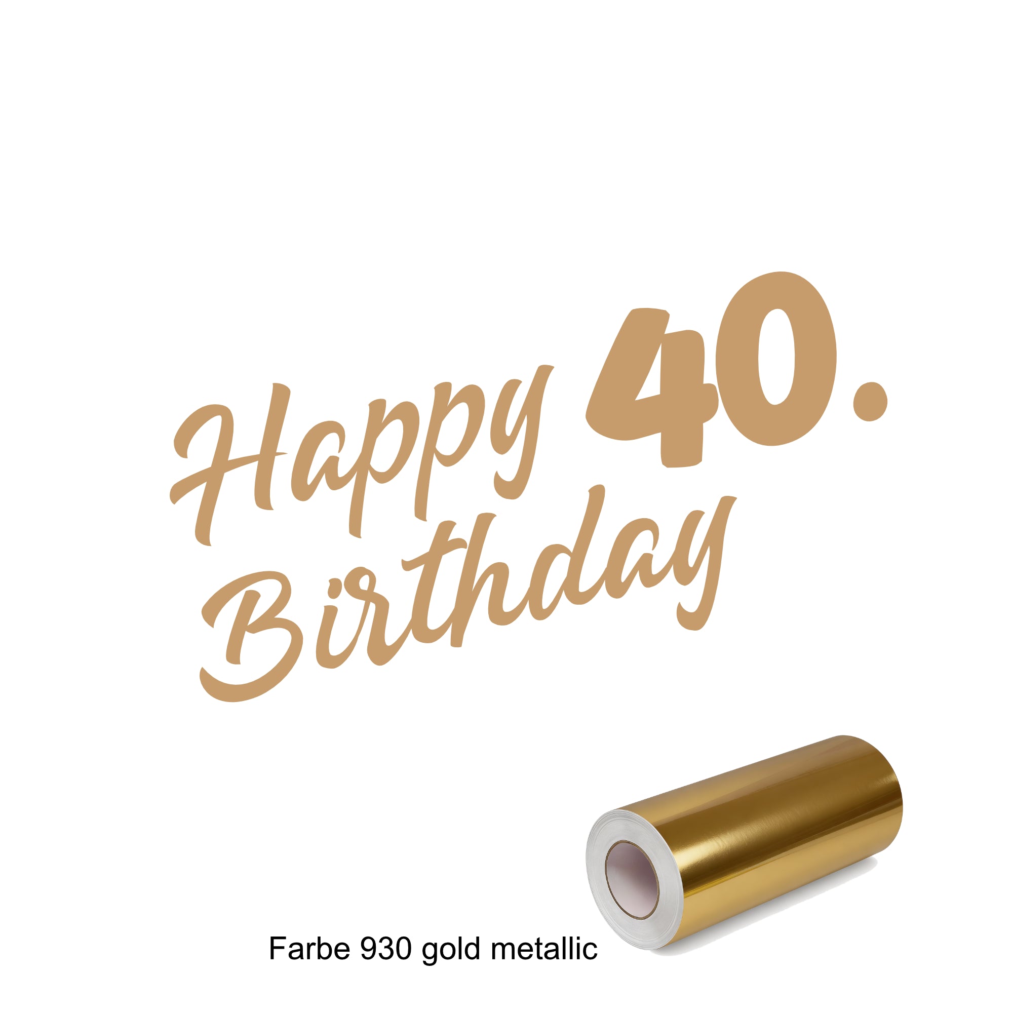 Happy Birthday Aufkleber – 18. bis 90. Geburtstag | 50 x 30cm in gold Folie freistehend - DaliDesign