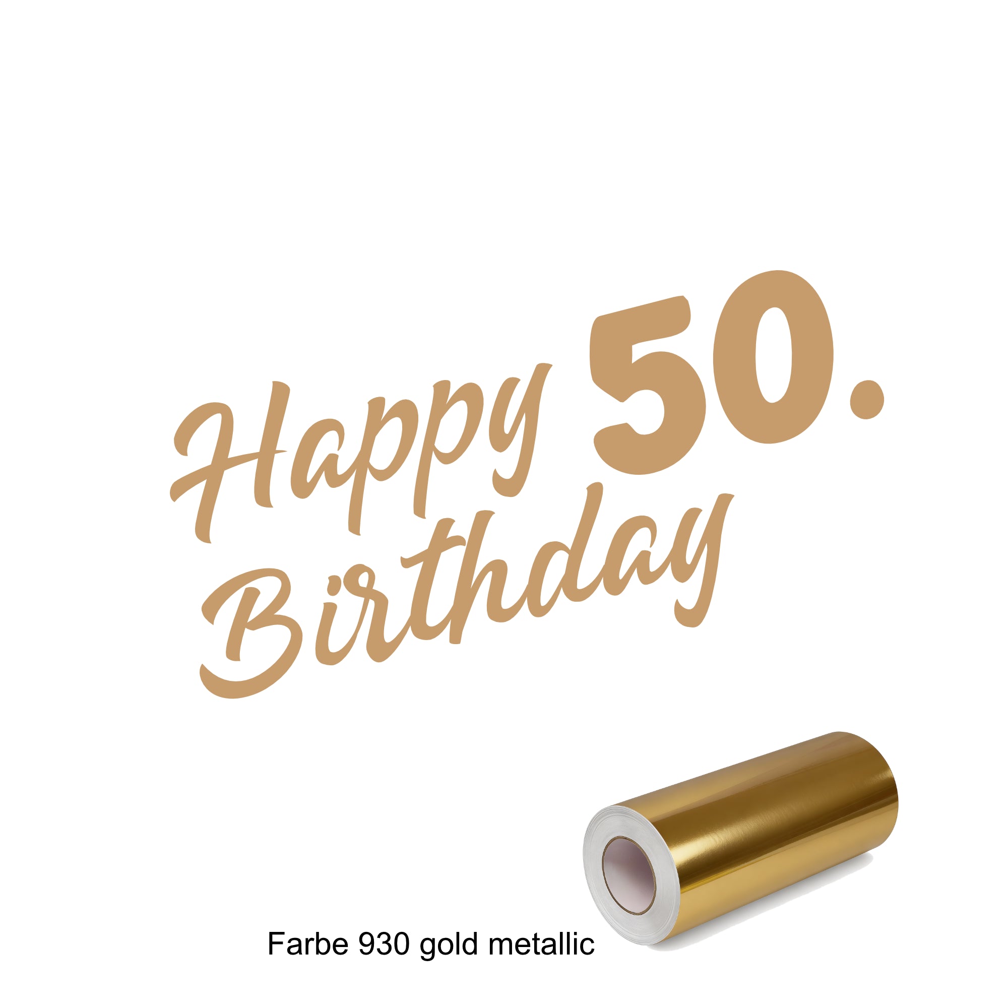 Happy Birthday Aufkleber – 18. bis 90. Geburtstag | 50 x 30cm in gold Folie freistehend - DaliDesign