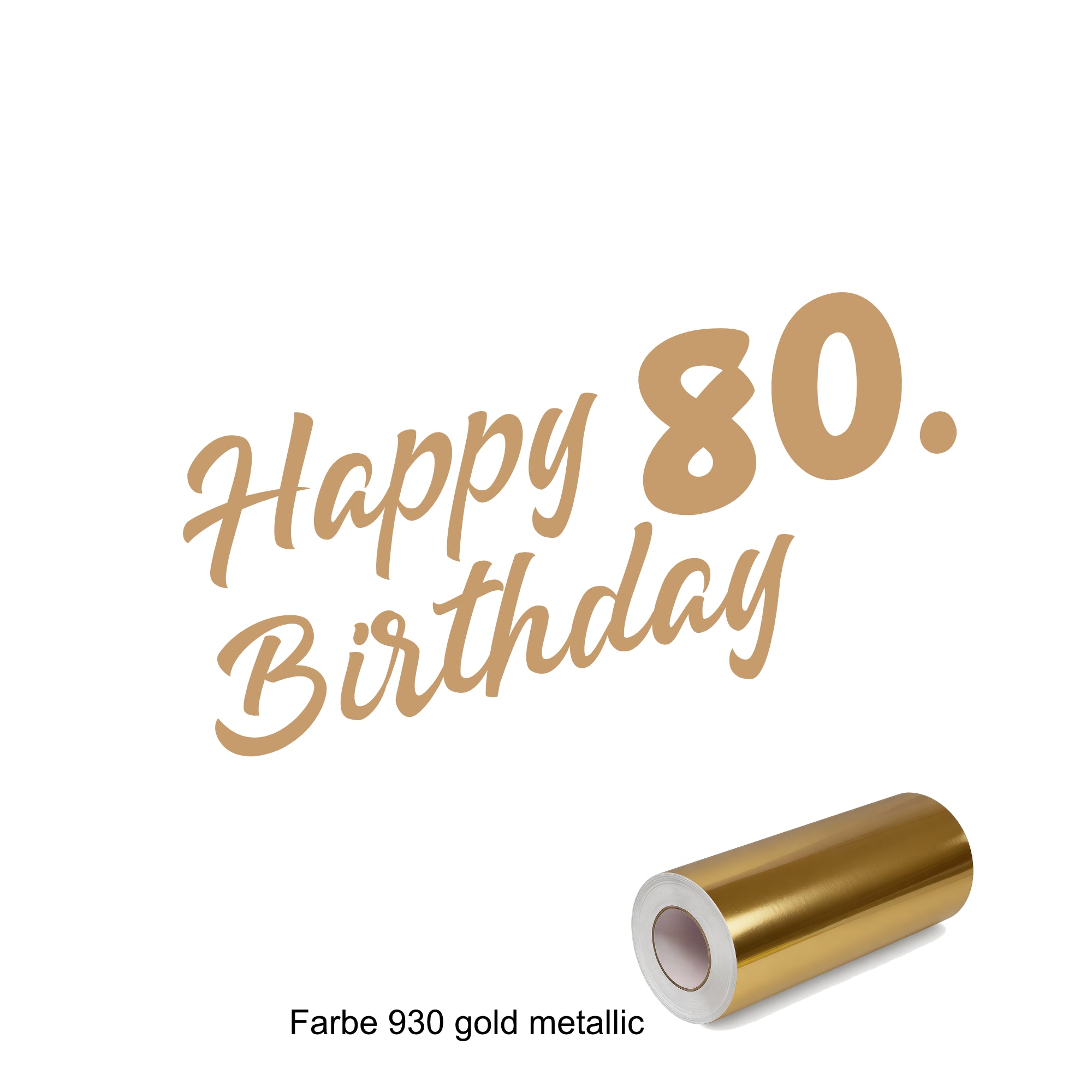 Happy Birthday Aufkleber – 18. bis 90. Geburtstag | 50 x 30cm in gold Folie freistehend - DaliDesign