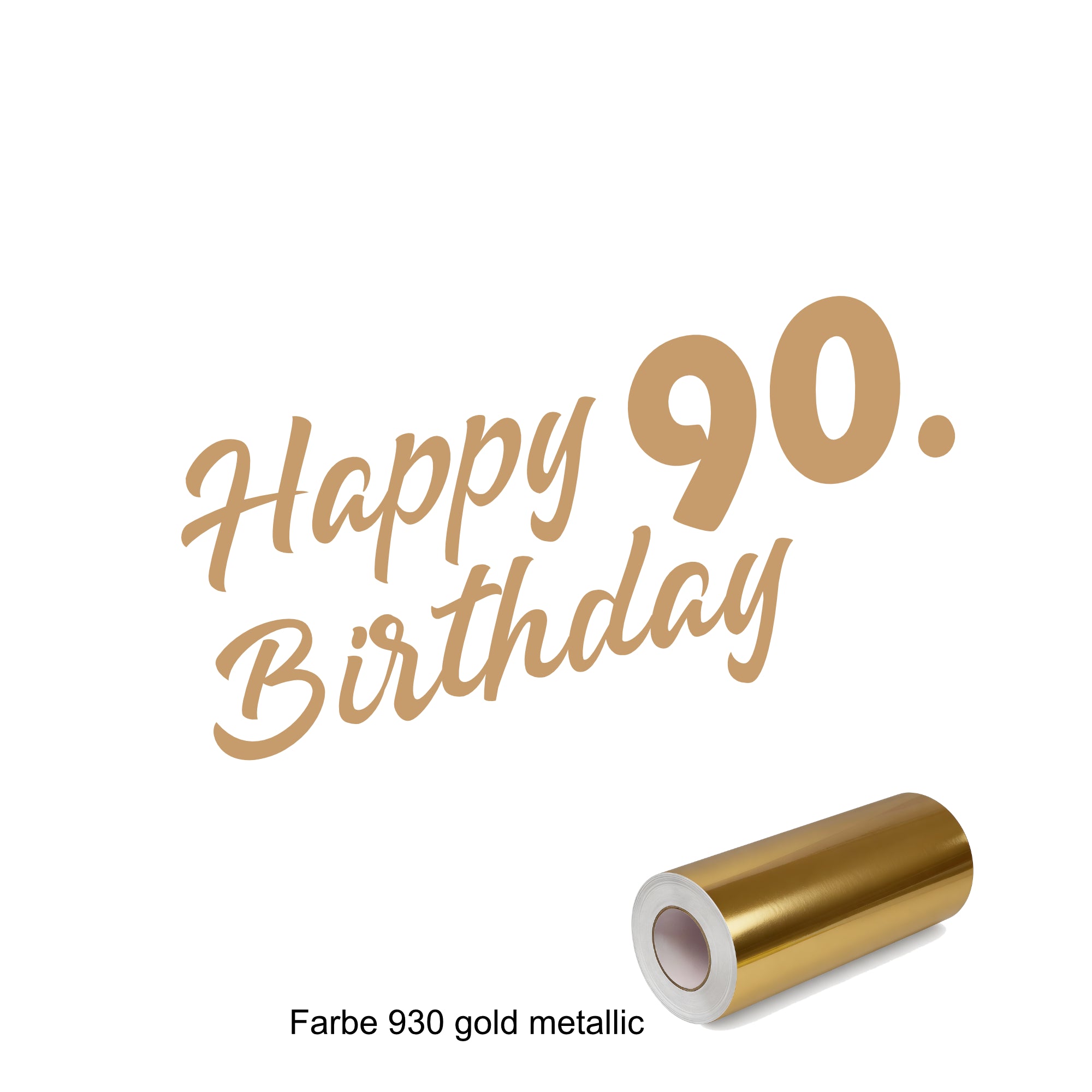 Happy Birthday Aufkleber – 18. bis 90. Geburtstag | 50 x 30cm in gold Folie freistehend - DaliDesign
