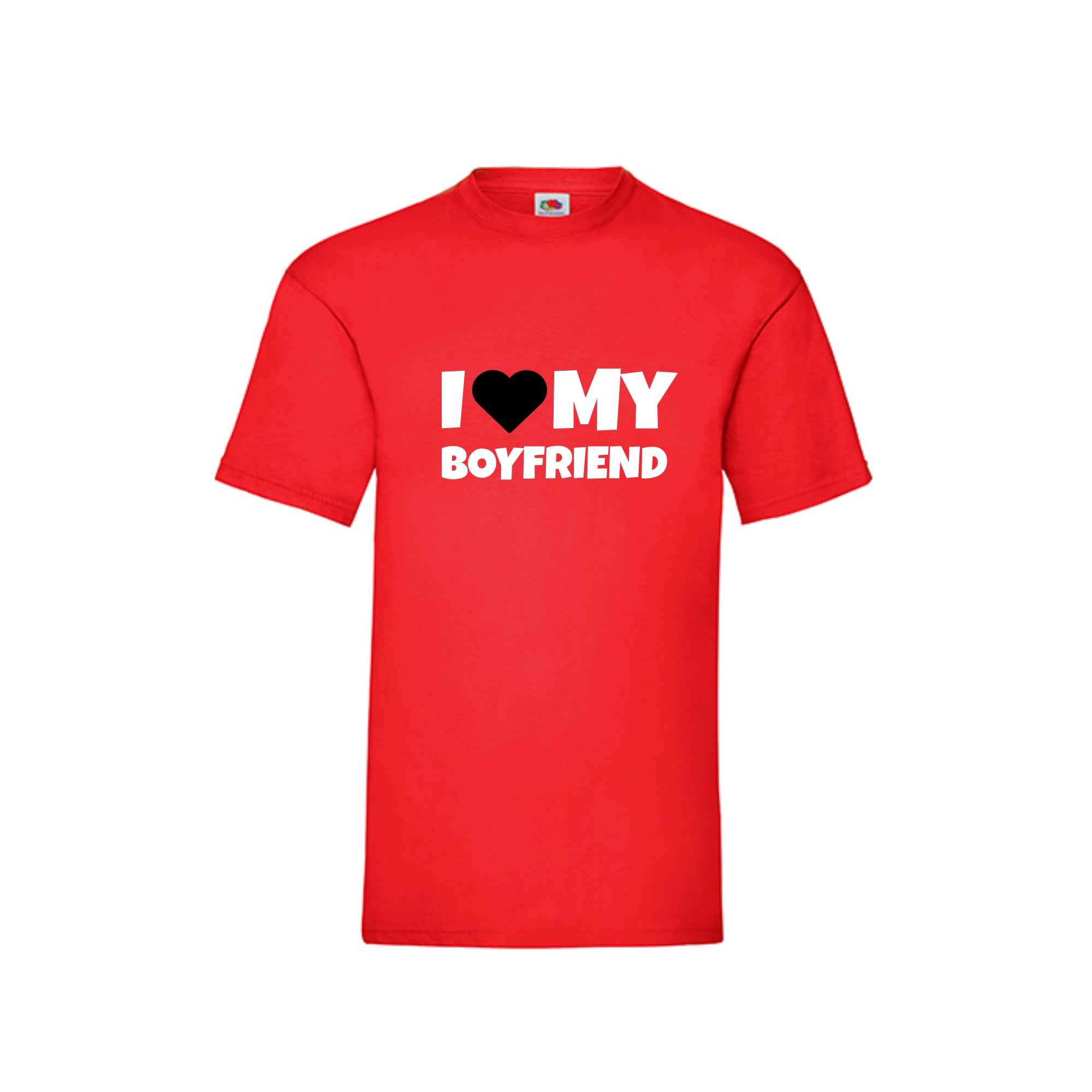 I love my boyfriend T-Shirt weiss rot schwarz - Geschenk Valentine Day - DaliDesign