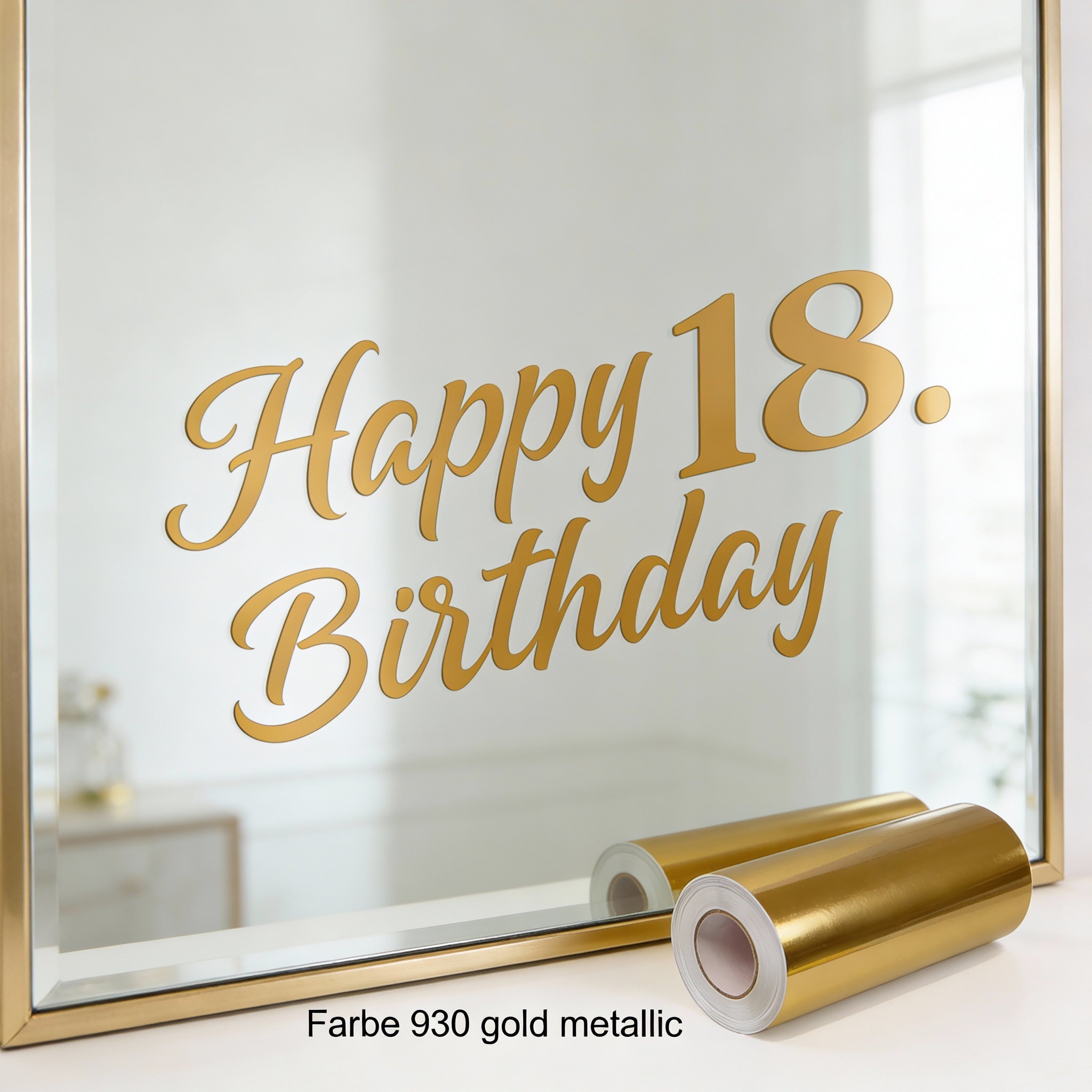 Happy Birthday Aufkleber – 18. bis 90. Geburtstag | 50 x 30cm in gold Folie freistehend - DaliDesign