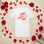 Happy Valentine´s Day T-Shirt weiss rot schwarz - Geschenk Valentinstag